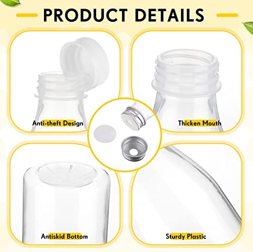 Иренаре 24 Комплети 8оз Пластични Шишиња Млеко Со Сламки Сребрени Метални Капаци И Бели Пластични Капачиња, Пластично Шише За Повеќекратна
