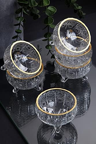 Позлатено Кристално Стакло 3 Нозе Локумлук лукс 6-кондиторски, 6 број на неговите парчиња, Кондиторски Мебел Садови Домашна Кујна