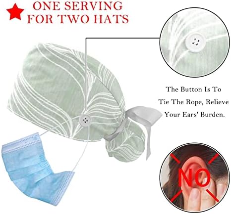 2 пакувања прилагодливи работни капачиња за работни капа со копчиња со копчиња затегнати ленти вратоврски за мелење на шалки