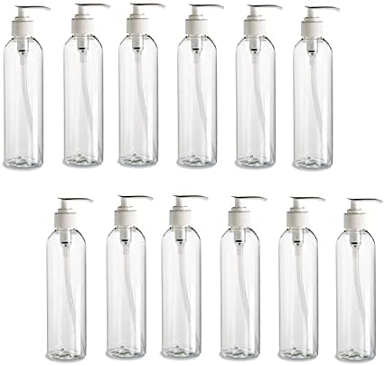 12 пакувања - 8 мл -чиста космо пластични шишиња - бела пумпа - за есенцијални масла, парфеми, производи за чистење по природни фарми