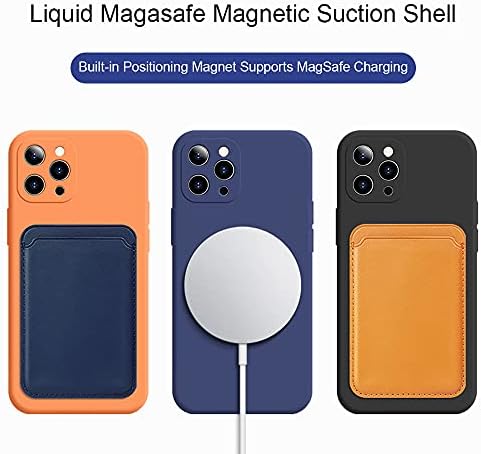 Магнетски случај компатибилен со iPhone 12 течен силиконски случај со вградено полнење магни за безбедност на магни, заштитен