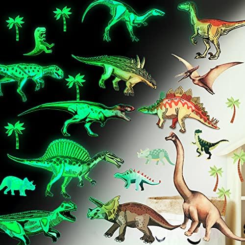 39 парчиња диносаурусни wallидни решенија за деца дневна соба сјај во темни налепници големи налепници за decorид на диносаурус за