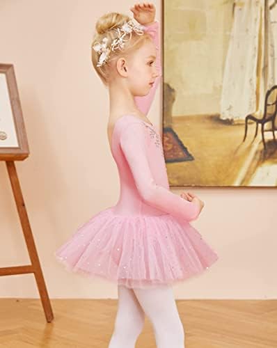 Zaclotre Kid Girls Girls Long Sleeve Leotards Ballet Dance Sparkly Tutu фустан балерина облеки