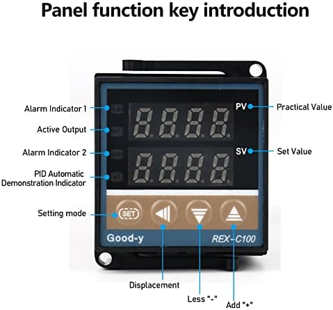 Контролер на температура на PID, кутија за контролори на дигитален дисплеј REX-C100 со цврста состојба SSR 40DA и K Thermocouple Probe,