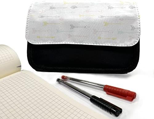 Зачудувачки етнички молив случај, стрели во стил, торба со молив со ткаенини со двоен патент, 8,5 x 5,5, повеќебојни