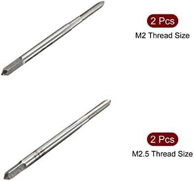 Uxcell Metrict Tap M2 M2.5 Pitch 3 Flutes H2 Thread Plug HSS за часовници и часовници DIY 4PCS