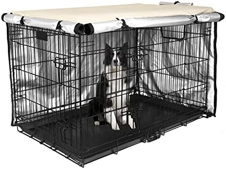 Медибот Куче Гајба Покрие 48 инчи - Двојна Врата, Одгледувачница За Кучиња Затворен, Водоотпорен Капак За Одгледувачница За Кучиња Со Прозорец