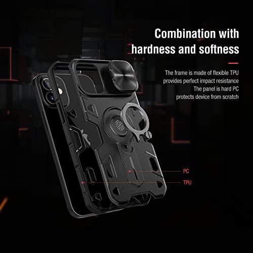 HSCC666 Случај за iPhone 12/12 Pro со Капакот На Камерата &засилувач; Kickstand, Camshield Оклоп Удар Отпорни На Удари Случај Заштита