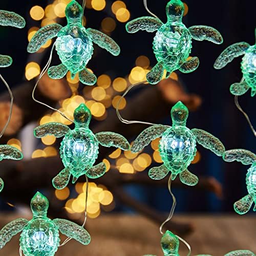 Морска тема зелена желка декоративни жици светла симпатична светла на плажа, прекрасна декорација батерија управуваше 10 -тина