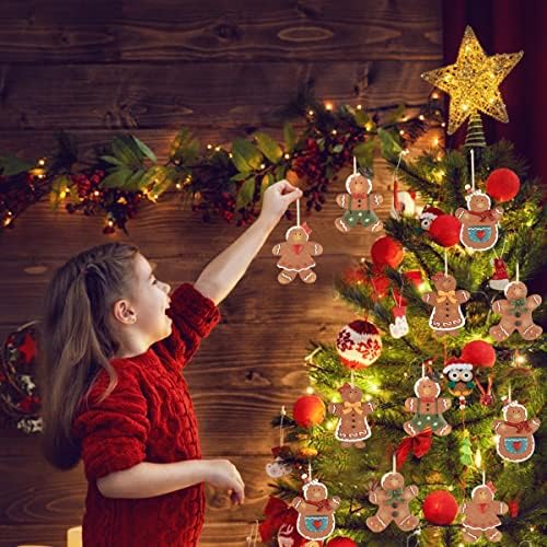 12 пакувања Божиќни украси од ѓумбир за маж за украси на новогодишни елки, 3,4 Божиќни украси од ѓумбир, смола Божиќна ѓумбир што виси украси