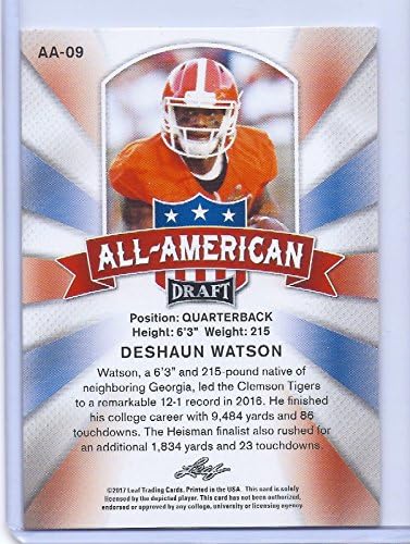 Deshaun Watson 2017 Leaf Draft Gold Edition 3 Дебитант за картички!