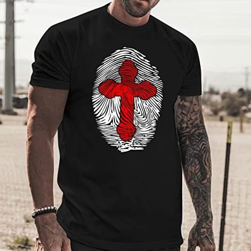 XXBR машки војник со кратки ракави маици летни отпечатоци од прсти Исус крст печатење на врвни тренинзи за вежбање спортска маичка