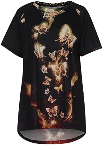 Летна есенска графичка блуза маичка за дами облека со краток ракав памук екипаж салон на врвот ле ле