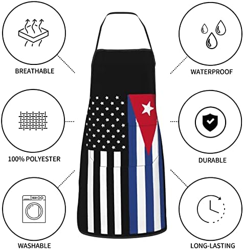 ПАРКОВИ Сад Куба Кубанско Знаме Кујна Престилка Жени Готвење Лигавче Со Џеб Водоотпорен Печење Градина Готвач Подарок