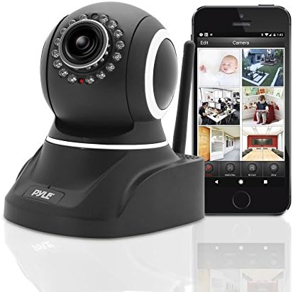 IP камера за безжична безбедност во затворен простор Pyle - 1MP HD 720P Home WiFi далечински управувач на видео -монитор - Електронски моторизиран