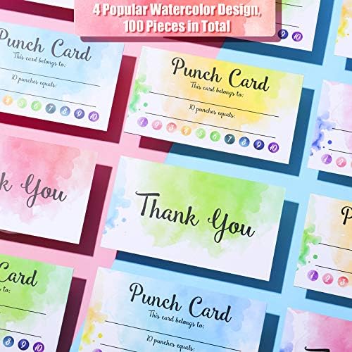100 парчиња акварел награда за наградување картички за лојалност на клиенти, поттикнувачки картички, големина на деловна картичка за бизнис,