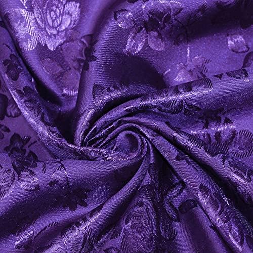Кајла Виолетова Полиестерска Цветна Жакард Брокат Сатенска Ткаенина покрај Дворот-10004