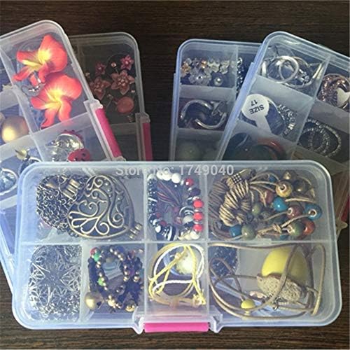 Кутија за складирање на делови за алатки пластична кутија домашна организатор накит мониста риболов кука за риболов 10 слотови прилагодливи