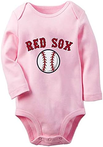 Црвен сокс бејзбол бебе момче девојче, новородено органско тело ромпер