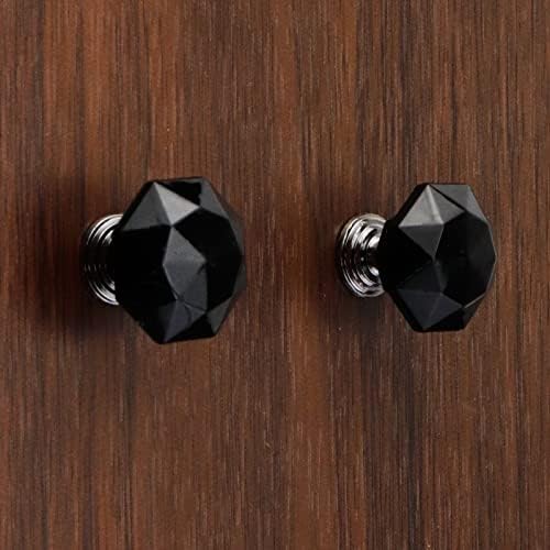 Antrader 12-пакет дијамантски облик акрилик 25мм црн кабинет влече копче за фиоки за фиока, градите, фустани, корпа за отпадоци, шкаф со завртки
