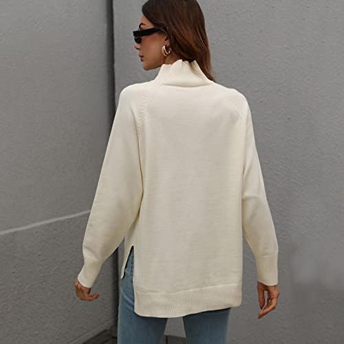 Џемпери за жени жени зимска цврста боја џемпер висока јака топол џемпер