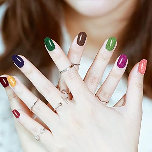 Jerclity 336 парчиња 24 чаршави сјајни цврсти бои за нокти полски ленти сјајни нокти за кратки нокти со само-лепете ги лентите за нокти,