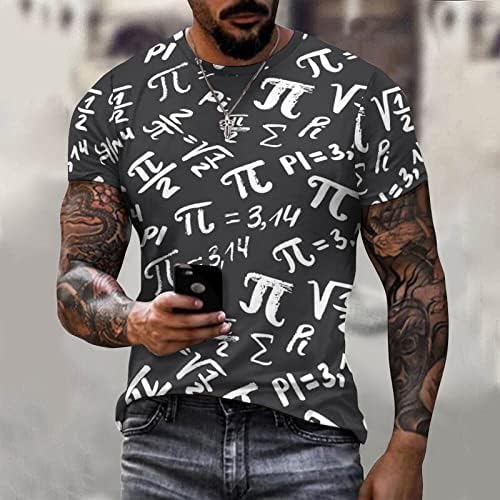 ПИ математика наука шема машка памучна маица со целосни печатени маички екипаж на кратки ракави на кратки ракави
