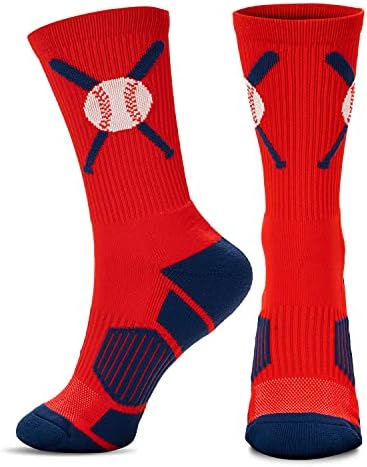 Бејзбол ChalktalkSports ткаени чорапи со средно-калф | Вкрстени лилјаци | Големини на млади и возрасни