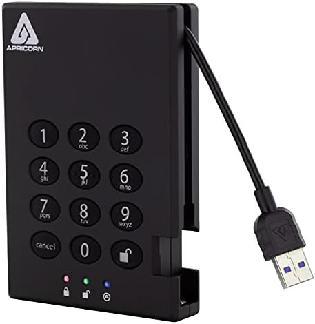 Јарец 2tb Егис Катанец USB 3.0 256-Битна AES XTS Хардвер Шифрирана Пренослив Надворешен Хард Диск &засилувач; Apricon Aegis Безбеден Клуч 3NX: