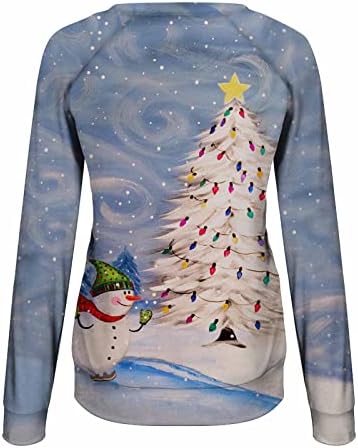 Женски Божиќни џемпери за долг ракав Божиќ лабави пулвер врвови случајни слатки графички врвови со долг ракав симпатичен скокач