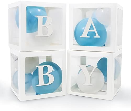 Уооксеон 4 парчиња Кутии За Бебиња Со 30 Букви - Полот Открива Чисти Кутии За Туширање За Бебиња, Проѕирни Кутии За Украси За Роденденски