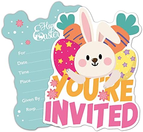 ZBBFSCSB 15 Пакувајте јајце -зајаче за велигденска забава во форма на велигденска забава Пополнете покани со коверти, покана за роденденска