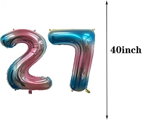 27 -ми роденденски балон 27 -ми роденденски украси Виножито 27 балони Среќна 27 -та роденденска забава, број 27 фолија милар балони