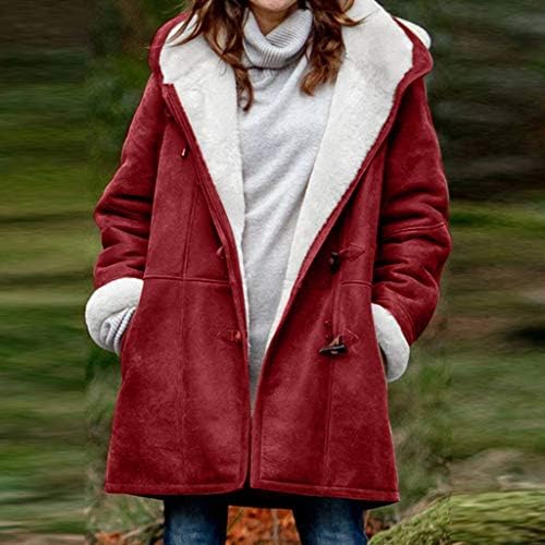 Зимски зимски палто со долг ракав лабав вклопување s-5xl кадифена кауди со џебови меки нејасни цврсти копчиња надолу по јакна