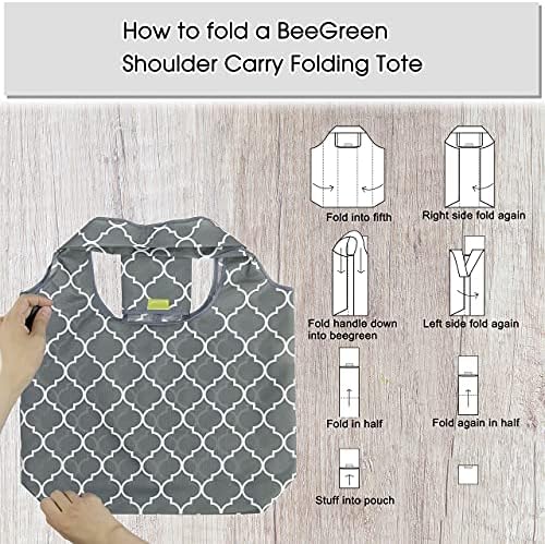 Beegreen 18 парчиња за намирници што можат да се користат за еднократно купување, големи шопинг, издржливи тешки лесни за чистење за намирници