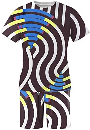 Jоофу Мажи пролетен летен костум плажа со кратки ракави за мода со кратки маички за печатење со кратки панталони од 2 парчиња,