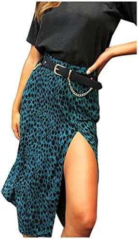 Женски бохо леопард печатење здолниште дами секси подели линија миди здолниште лето обична висока половината замав миди здолништа