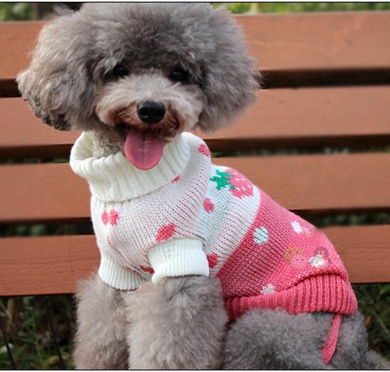 Топла облека за кучиња за мали средни кучиња плетени џемпер за мачки миленичиња облека за булдоги кученца костум палто зимски црвен елен