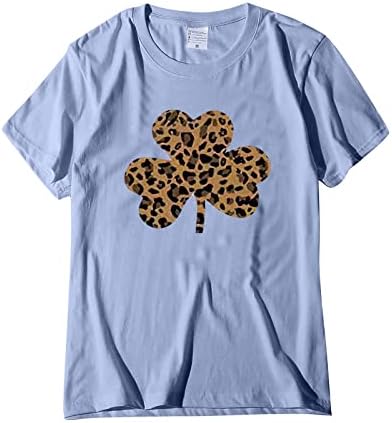 Денот на д. Патрик, кошула за жени, врвови за печатење во вратот, маички маички лабави кошули со блуза со кратки ракави