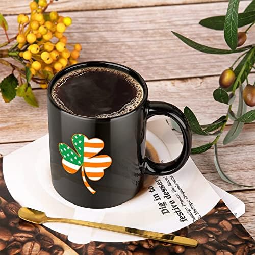 Ирско Американско Знаме Од Детелина Печатење Керамичка Кригла Кафе Чаша Чај Смешен Подарок За Канцеларија Дома Жени Мажи