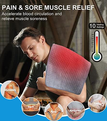 Електрични влошки за греење 12'''x24 '' За олеснување на болки во грбот и грчеви, преклопување и лепење 10 Поставки за греење на
