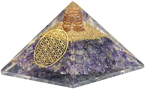 Оргон пирамида аметист кристал за заштита на loveубовта - бакарна калем за биланс на круната Чакра - Позитивен генератор на енергија
