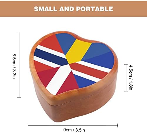 Нордиско знаме гроздобер дрвена часовна музичка кутија музичка кутија во форма на срцеви подароци за семејни пријатели на lубовници
