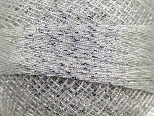 Бела сребрена метална нишка за плетенка Камелија 17343 - 20 грам