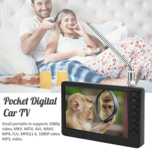 Yoidesu 5 Inch Portable TV, 1080p ATSC џеб дигитален автомобил ТВ Аналоген телевизор со батерија за полнење 1500mAh, поддршка на ATV USB