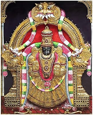 Егзотична Индија 55 x 43 Господ Венкатесвара како Балаџи во Тирупати со божица Лакшми Танјоре Сликање | Традиција