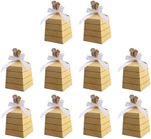 PRETYZOOM 25 парчиња Пчела Бонбони Кутија Пчеларник Подарок Кутија Со Панделки Партија Фаворизира Бонбони Кутии За Бебе Туш Деца Роденден