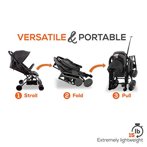 Преносно преклопување лесен шетач за бебиња - најмал преклопен компактен шетач за прошетки со авиони, компактно складирање, безбедност од 5 точки, лесна 1 рачна прек