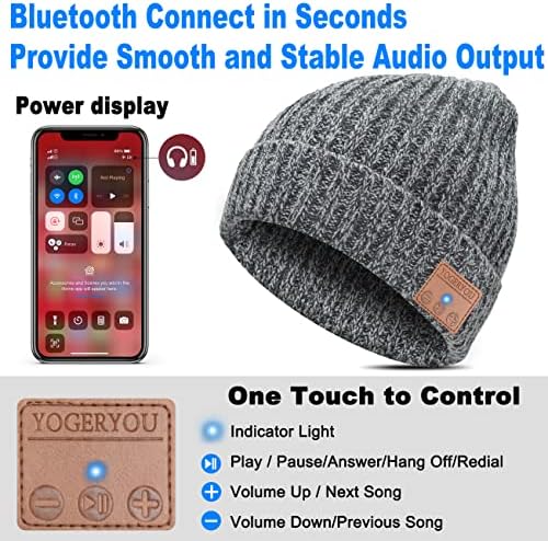 Yogeryou Bluetooth Hat Beanie, подароци за него нејзиниот татко мажи кои порибуваат пополнувач Божиќ кул технологија женски подароци