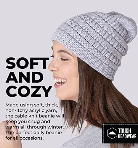 Тешка женска облека женски бени зимска капа - топол бучен кабел плетени капи - мека дебела боја на дебело плетено капаче за ладно време
